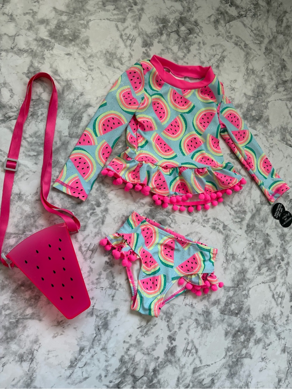 Nicole Miller Girls 2T Watermelon 2PC Swimsuit UPF 50+ 🍉💗